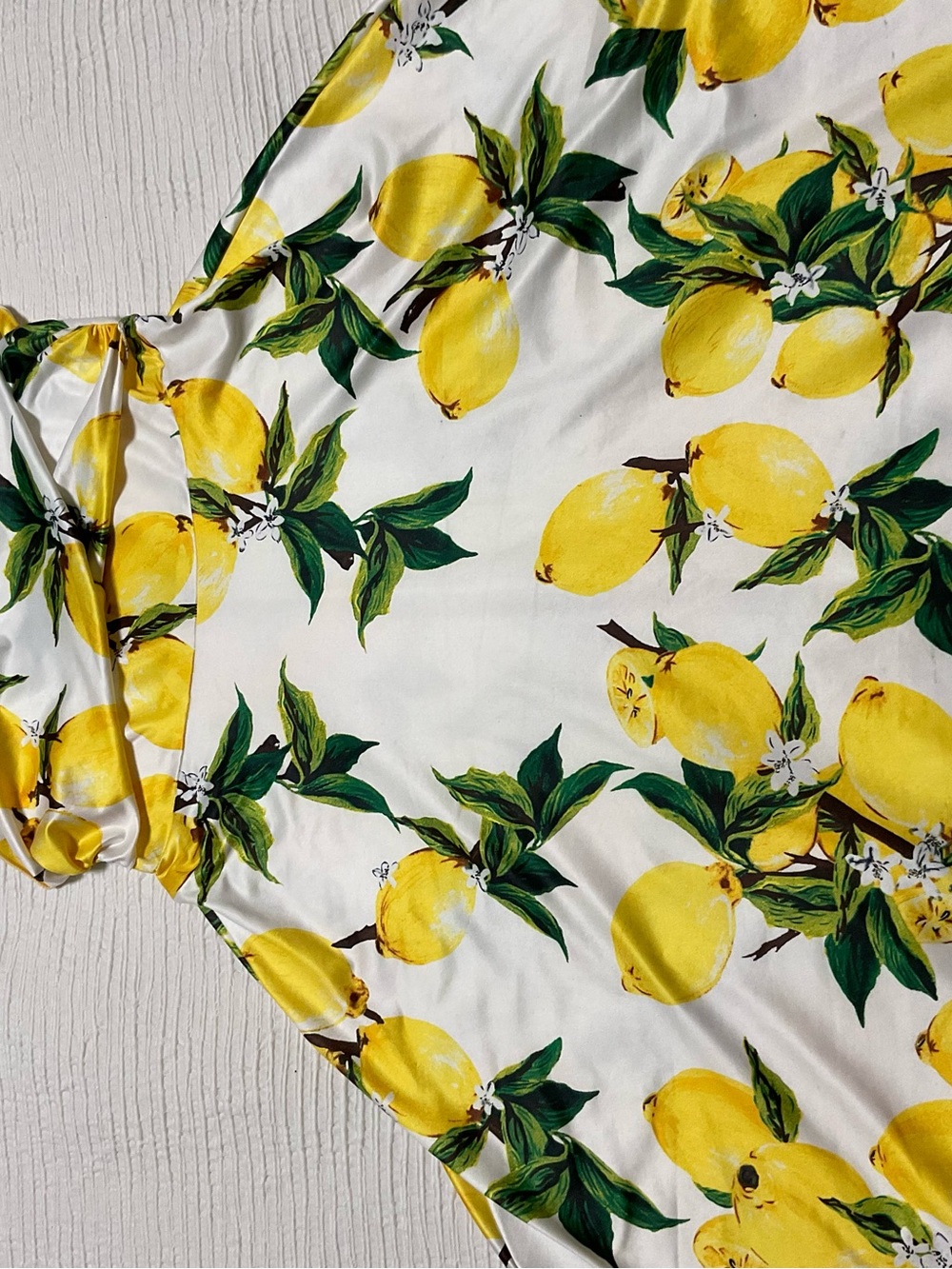 Lemon Print White & Yellow Satin Camisole